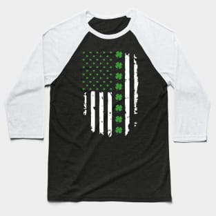 Irish American Flag Stars Stripes and Shamrocks Baseball T-Shirt